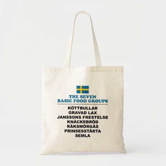 The Seven Basic Food Groups Funny Swedish Tote Bag (Voorkant)