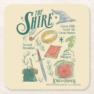 THE SHIRE™ Waterverf Collage Grafiek Vierkante Kartonnen Onderzetter
