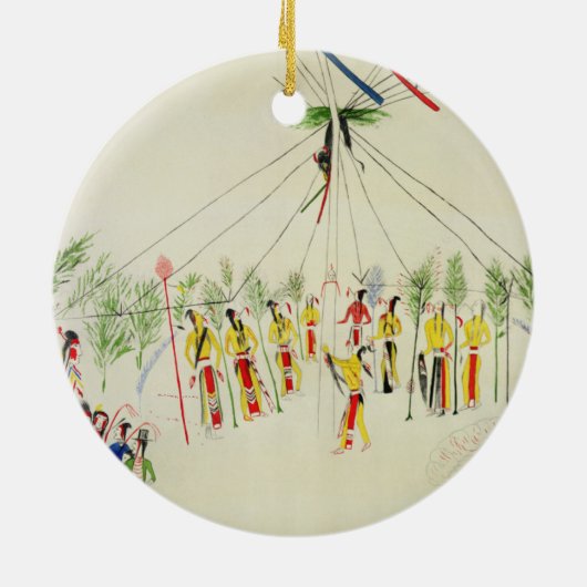 The Shoshone Sun Dance (pigment op muslijn) Keramisch Ornament (Achterkant)