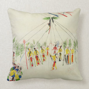 The Shoshone Sun Dance (pigment op muslijn) Kussen