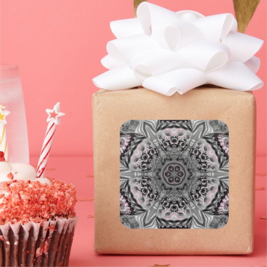 The Silver Fractal Garden Vierkante Sticker (Feest)