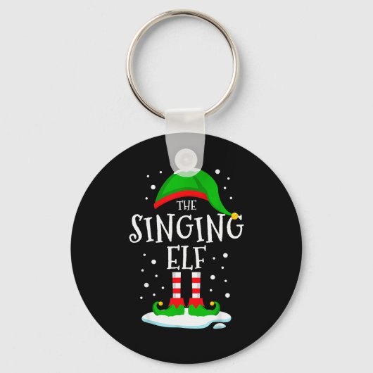 The Singing Elf Christmas Family Matching Xmas Sin Sleutelhanger (Voorkant)