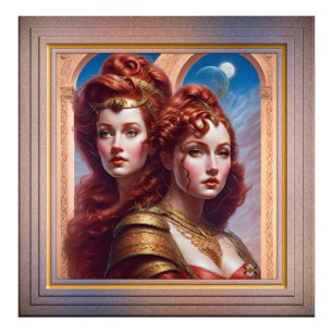 The Sisters Red AI Concept Art van Xzendor7 Foto Afdruk