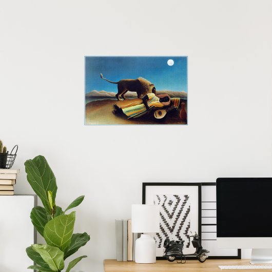 "The Slaping Gypsy" van Henri Rousseau Poster (Thuiskantoor)