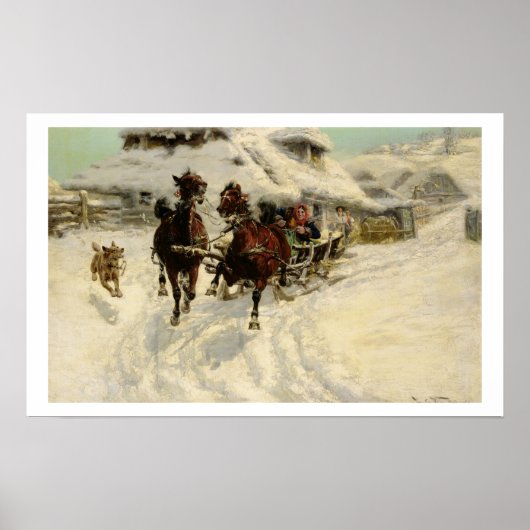 The Sleigh Ride, 1896 (olie op doek) Poster (Voorkant)