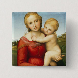 The Small Cowper Madonna, c.1505 (olie op het pane Vierkante Button 5,1 Cm