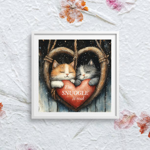 The Snuggle is een echte, gezellige kattenliefde Poster