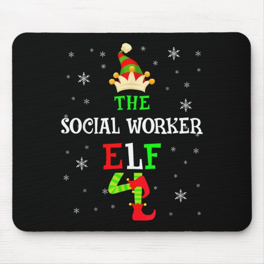 The Social Worker Elf Christmas Elf Matching Famil Muismat (Voorkant)
