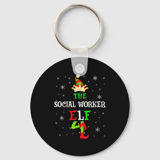 The Social Worker Elf Christmas Elf Matching Famil Sleutelhanger (Voorkant)