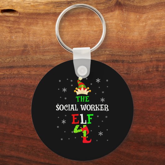 The Social Worker Elf Christmas Elf Matching Famil Sleutelhanger (Voorkant)
