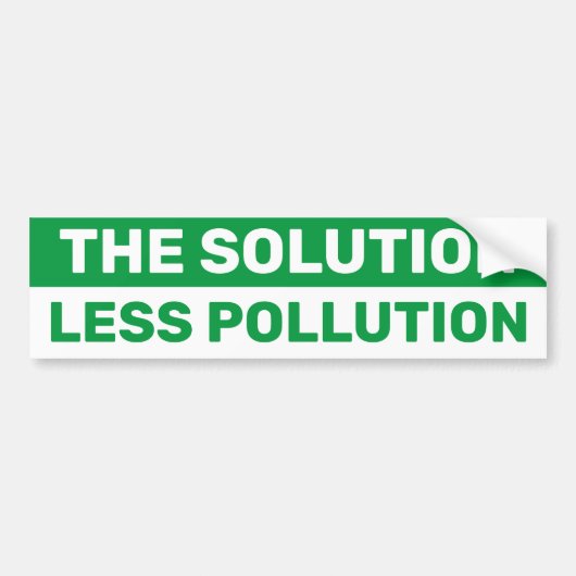 The Solution Less Pollution Green Bumper Sticker (Devant)