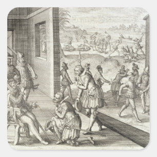 The Spain Capture Fort Caroline, 1565, uit 'New Vierkante Sticker