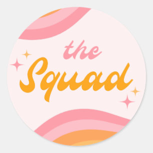 The Squad Groovy Roze & Oranje Ronde Sticker