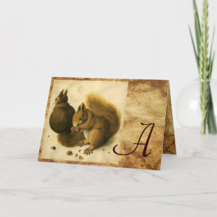 THE SQUIRREL WITH NUTS MONOGRAM NOTITIEKAARTJE