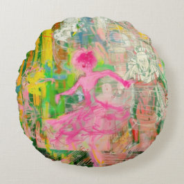 The Stalker - Neon Ballet Chaos Rond Kussen