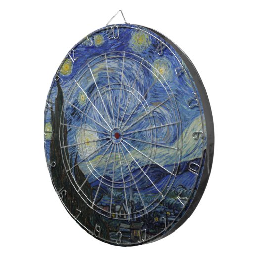 The Starry Night (Vincent van Gogh) (Famous Art) Dartbord (Voorkant Rechts)