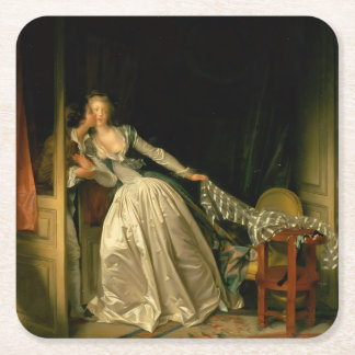 The Stolen Kiss Fragonard Vierkante Kartonnen Onderzetter
