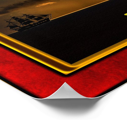 The Stormy Night - Galleon at Sunset Poster (Hoek)