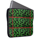The Striped Green Leopard Computer Electronics Bag Laptop Sleeve (Voorkant Rechts)