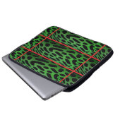 The Striped Green Leopard Computer Electronics Bag Laptop Sleeve (Voorkant onderkant)