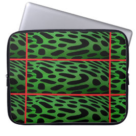 The Striped Green Leopard Computer Electronics Bag Laptop Sleeve