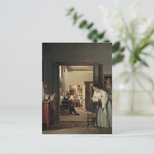 The Studio of Ingres in Rome, 1818 Briefkaart (Staand voorkant)