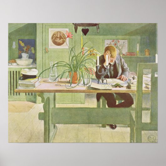 The Study Room, 1908, door Carl Larsson Poster (Voorkant)