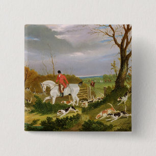 The Suffolk Hunt - Naar Hoesje nabij Herringswel Vierkante Button 5,1 Cm