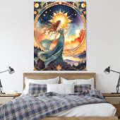 The Sun - Tarot origineel kunstwerk geïnspireerd o Canvas Afdruk (Insitu (Slaapkamer))