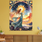 The Sun - Tarot origineel kunstwerk geïnspireerd o Canvas Afdruk (Insitu (Woonkamer))