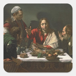 The Supper at Emmaus, 1601 (olie en tempera) Vierkante Sticker