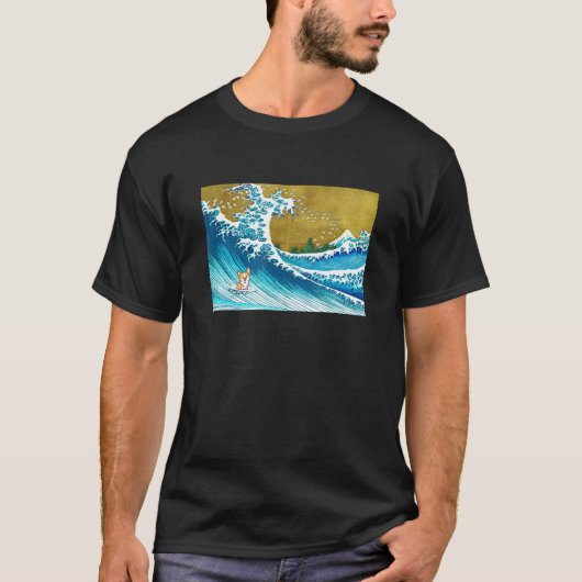 The Surfing Wave Corgi T-shirt (Voorkant)