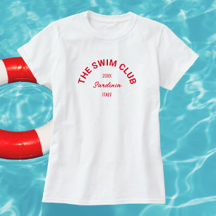 The Swim Club Aangepaste Rode Crest Zwemmers Dames T-shirt