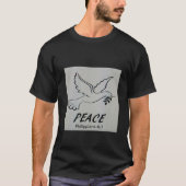 The T-Shirt features our logo dove and scripture. (Voorkant)