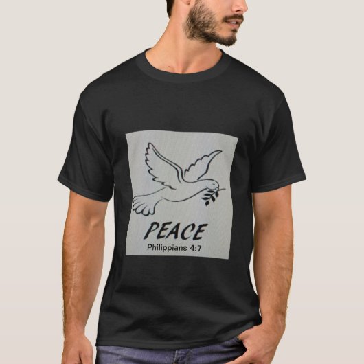 The T-Shirt features our logo dove and scripture. (Devant)