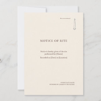 The Taper Flame- Religious Rite Notice Invitation Kaart