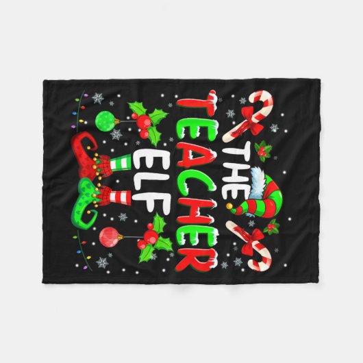 The Teacher Elf Costume Pajamas Pjs Christmas Xmas Fleece Deken (Voorkant (Horizontaal))