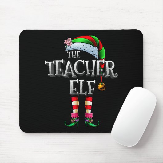 The Teacher Elf Shirt Matching Family Funny Christ Muismat (Met muis)