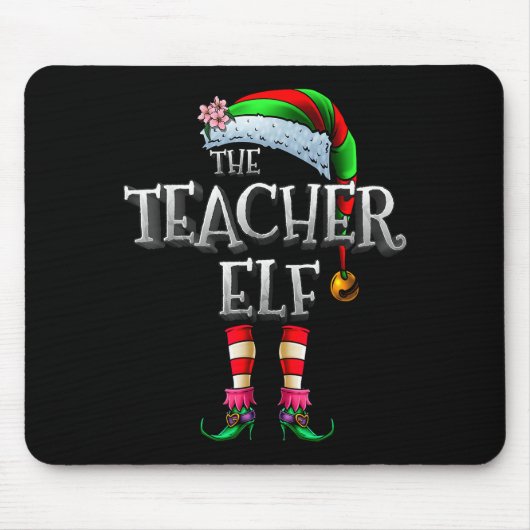 The Teacher Elf Shirt Matching Family Funny Christ Muismat (Voorkant)