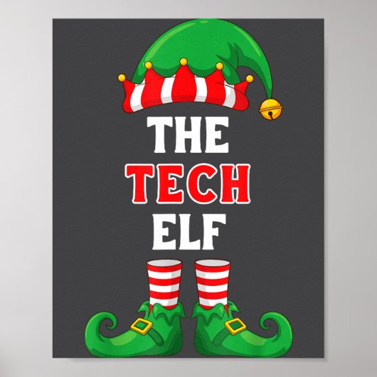 The Tech Elf Shirt Christmas For It Guy Tech Suprt Poster (Voorkant)