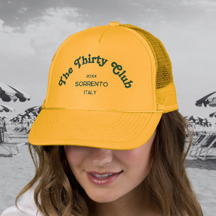 The Thirty Club Retro Blau Aangepaste Wapen Gele Trucker Pet