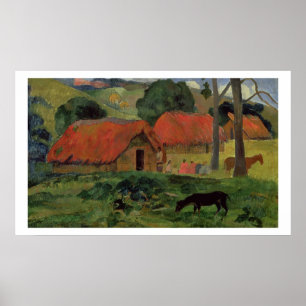 The Three Huts, Tahiti, 1891-92 (olie op canvas) Poster