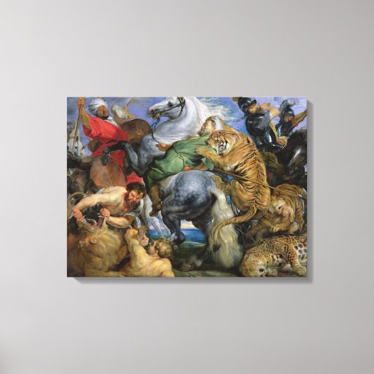 The Tiger Hunt, c.1616 Canvas Afdruk (Voorkant)