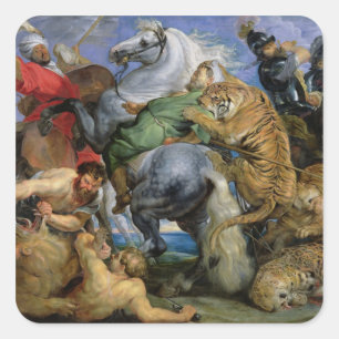 The Tiger Hunt, c.1616 Vierkante Sticker