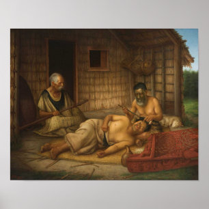 "The Tohunga-ta-moko at Work" - G. Lindauer Poster