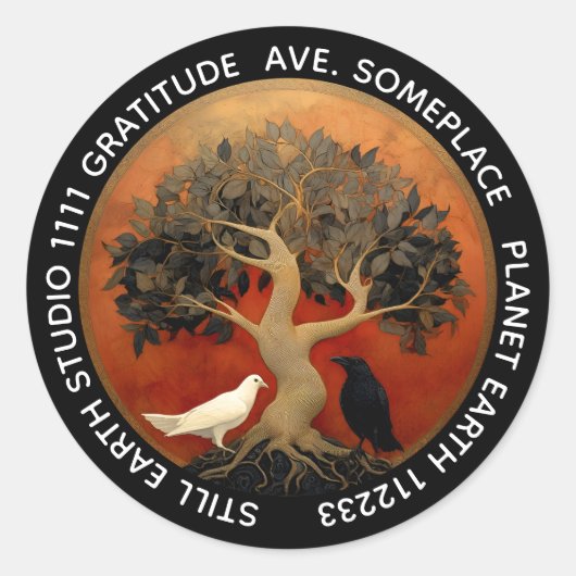 The Tree Between Worlds | Tree of Life Red/Blk Ronde Sticker (Voorkant)