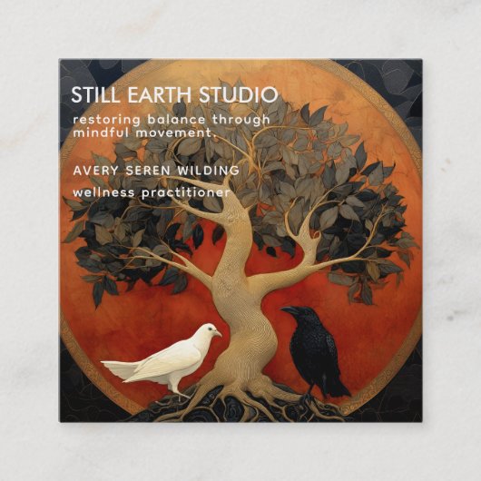 The Tree Between Worlds | Tree of Life Red/Blk Vierkante Visitekaartje (Voorkant)