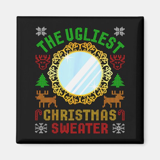 The Ugliest Ugly Christmas Sweater With Mirror Fun Magneet (Voorkant)