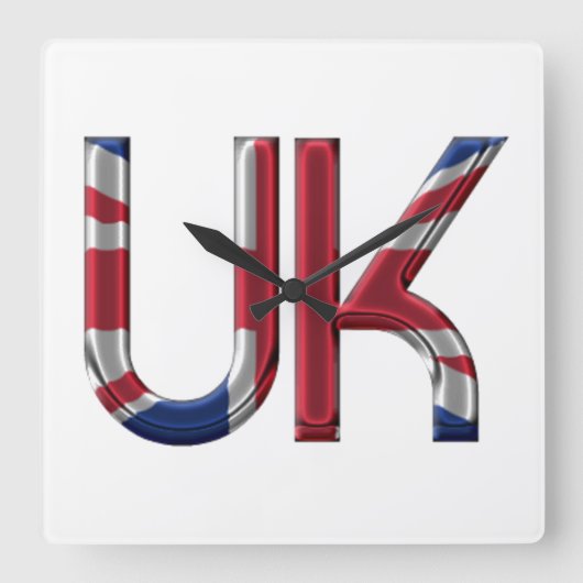 The UK Union Jack British Flag Typography Elegant Vierkante Klok (Voorkant)