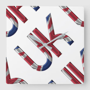 The UK Union Jack British Flag Typography Pattern Vierkante Klok